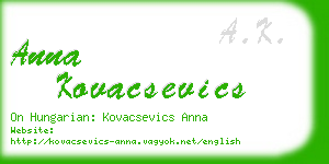 anna kovacsevics business card